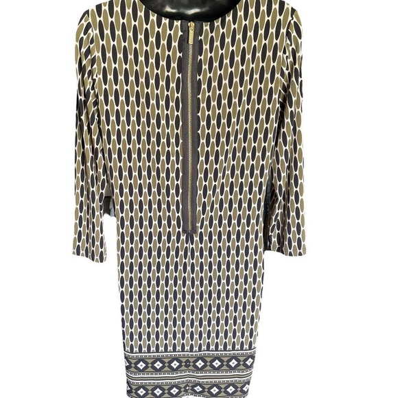 Michael Kors Green and Blue 3/4 Sleeve Shift Dress Size 8 - Picture 4 of 9